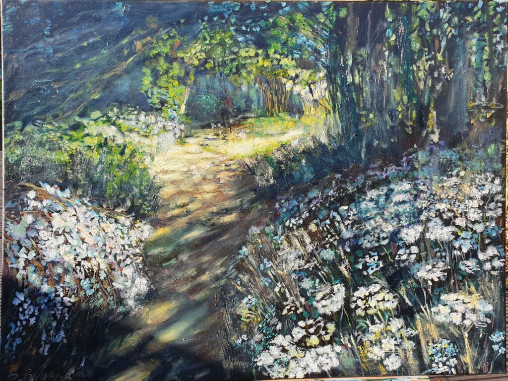 ""Where the Dappled Light Dances" 61 x 81cm, acrylic/oil painting by artist Bogusława Bryska
